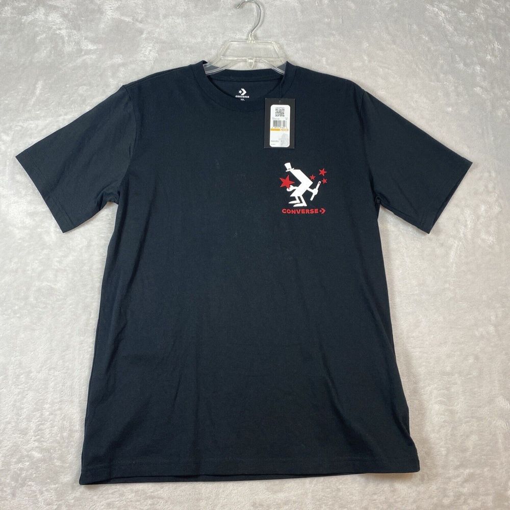 Converse Black‎ White Big Logo T-shirt Mens Small